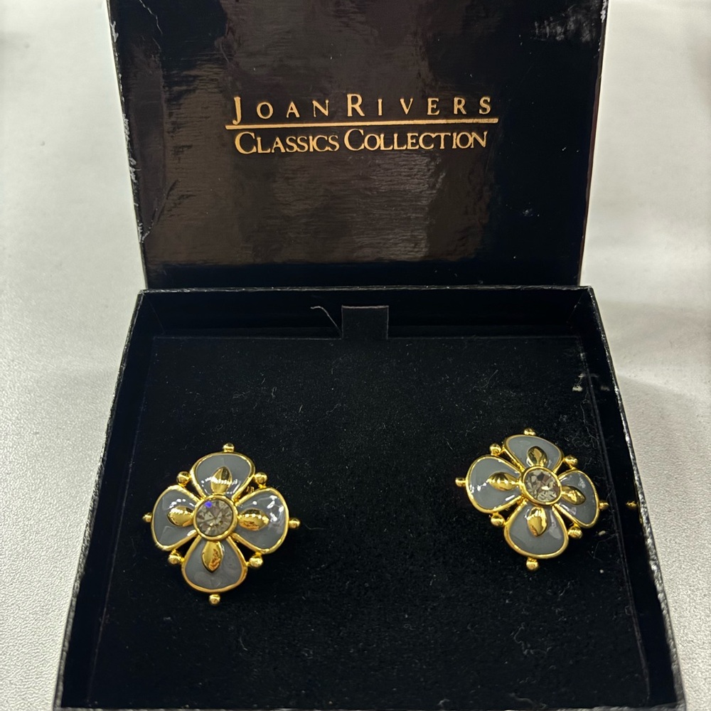 Joan Rivers Gold and Silver Flower Clip on Earrings